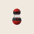 Interactive dog treat dispenser, red and black
